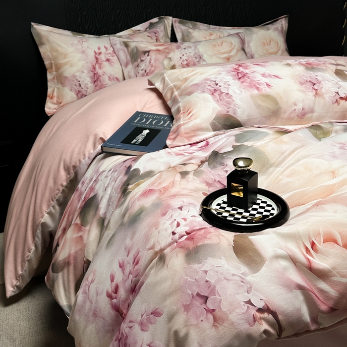 91家纺网 家纺一手货源 找家纺 宅家居 2024新款花卉亲肤棉数码印花加厚陶瓷生态磨毛四件套 花蜜