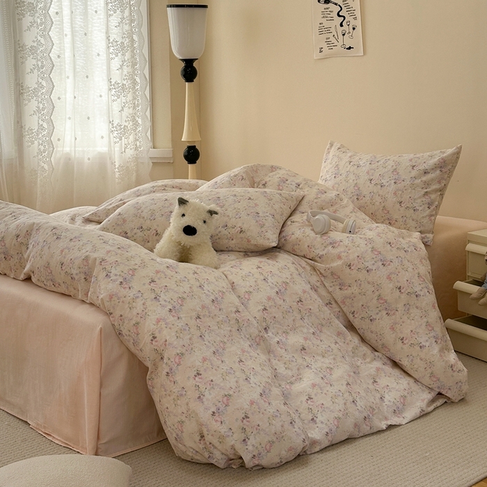 91家纺网 家纺一手货源 找家纺 洋铭区（原狠狠爱） 2024新款无边全棉双层纱四件套 花蜜