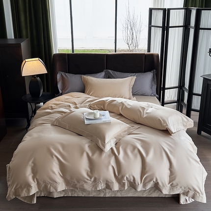 淳绵家居 2024新款50*50S长绒棉纯色定制四件套特殊尺寸一件可定被套枕套床单床笠-邂逅 香槟色