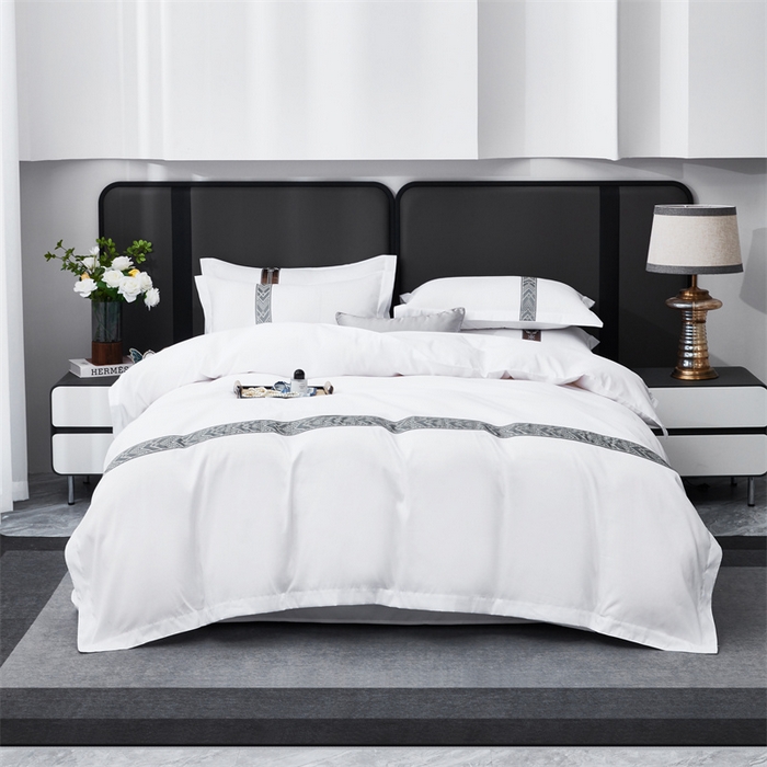 91家纺网 家纺一手货源 找家纺 罗菲尼酒店用品 2025新款织带高仿棉酒店四件套宾馆四件套 亿居