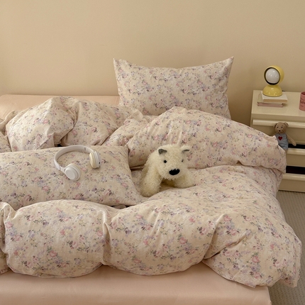 洋铭区（原狠狠爱） 2024新款无边全棉双层纱四件套 花蜜