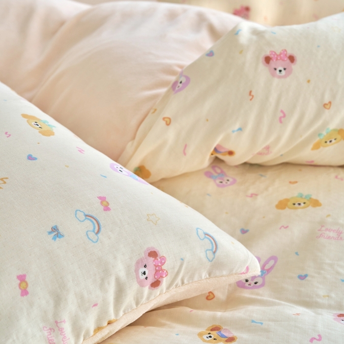 91家纺网 家纺一手货源 找家纺 洋铭区（原狠狠爱） 2024新款双层纱牛奶绒四件套系列 糖果小熊兔