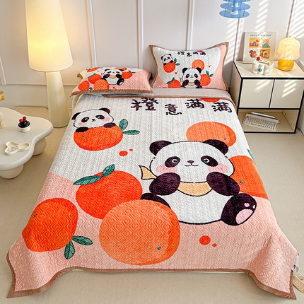 91家纺网 家纺一手货源 找家纺 （总）源舜家纺 2025新款AB版云貂绒床盖 开心熊