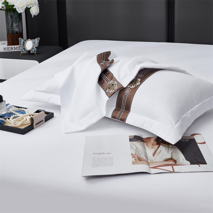 91家纺网 家纺一手货源 找家纺 罗菲尼酒店用品 2025新款织带高仿棉酒店四件套宾馆四件套 瑞丽