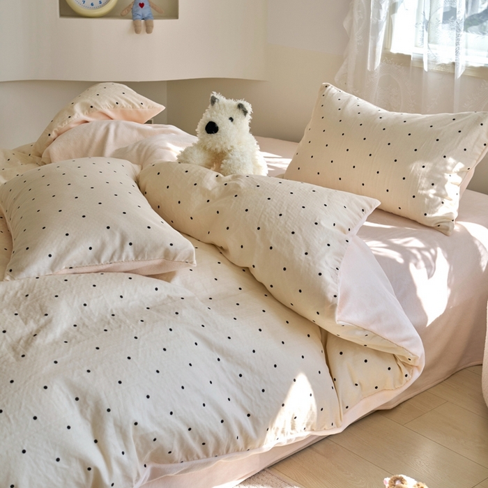 91家纺网 家纺一手货源 找家纺 洋铭区（原狠狠爱） 2024新款双层纱牛奶绒四件套系列 小米粒