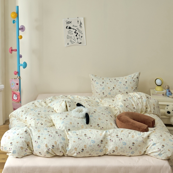 91家纺网 家纺一手货源 找家纺 洋铭区（原狠狠爱） 2024新款无边全棉双层纱四件套 动物乐园