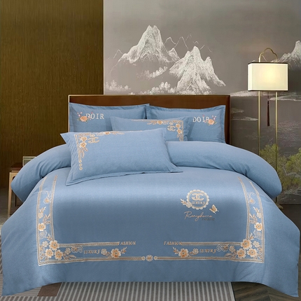 浩情国际婚庆供货中心 2026新款120支刺绣高端刺绣全棉磨毛四件套-盛世豪庭 盛世豪庭-富贵银