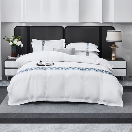 罗菲尼酒店用品 2025新款织带高仿棉酒店四件套宾馆四件套 诗语