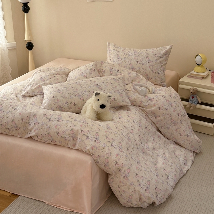 91家纺网 家纺一手货源 找家纺 洋铭区（原狠狠爱） 2024新款无边全棉双层纱四件套 花蜜