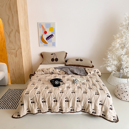 麻依 2024新款十层纱布泡芙被纱布被子秋冬被 樱桃子墨