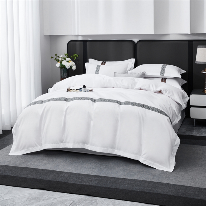 91家纺网 家纺一手货源 找家纺 罗菲尼酒店用品 2025新款织带高仿棉酒店四件套宾馆四件套 亿居