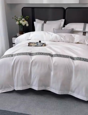 91家纺网 家纺一手货源 找家纺 罗菲尼酒店用品 2025新款织带高仿棉酒店四件套宾馆四件套 亿居