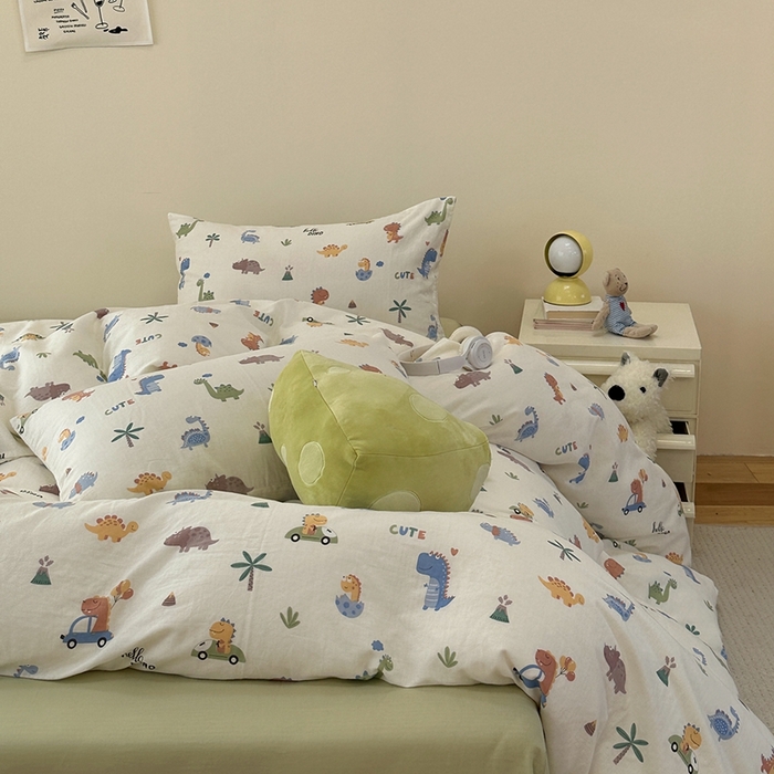 91家纺网 家纺一手货源 找家纺 洋铭区（原狠狠爱） 2024新款无边全棉双层纱四件套 小霸龙