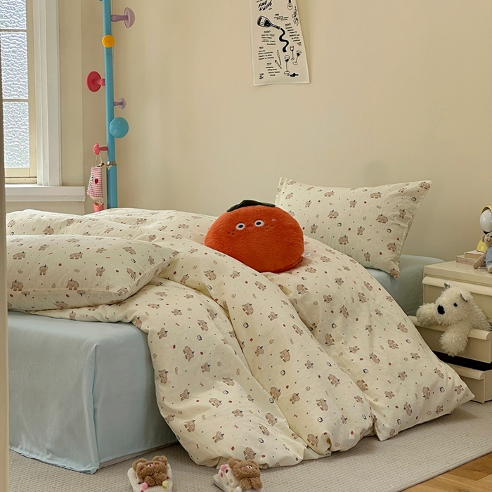 91家纺网 家纺一手货源 找家纺 洋铭区（原狠狠爱） 2024新款无边全棉双层纱四件套 小灰象