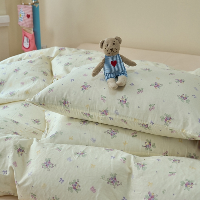 91家纺网 家纺一手货源 找家纺 洋铭区（原狠狠爱） 2024新款无边全棉双层纱四件套 紫果果