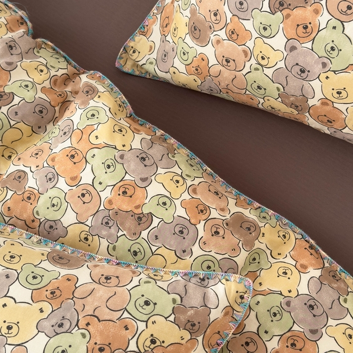 91家纺网 家纺一手货源 找家纺 洋铭区（原狠狠爱） 2024新款新花全棉双层纱四件套 棕熊宝贝