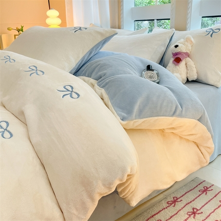 91家纺网 家纺一手货源 找家纺 （总）床绮 2025新款梦幻散点绣牛奶绒刺绣四件套