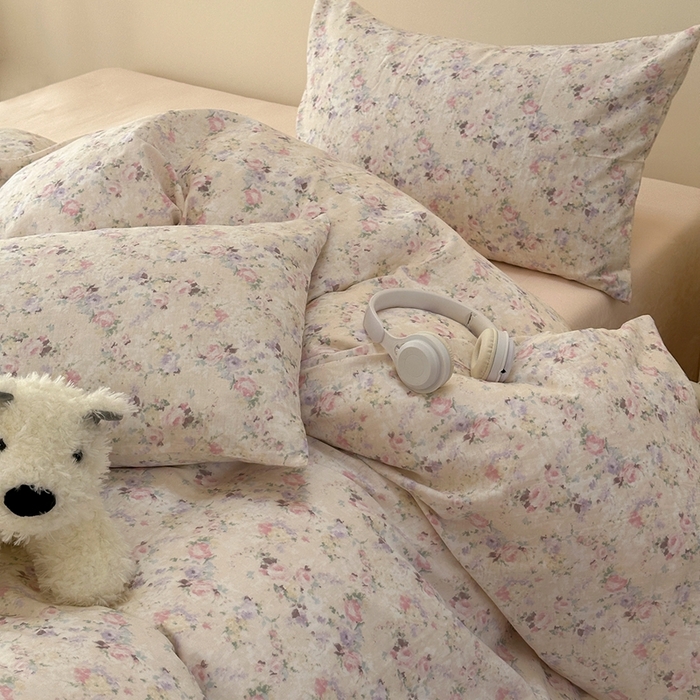 91家纺网 家纺一手货源 找家纺 洋铭区（原狠狠爱） 2024新款无边全棉双层纱四件套 花蜜