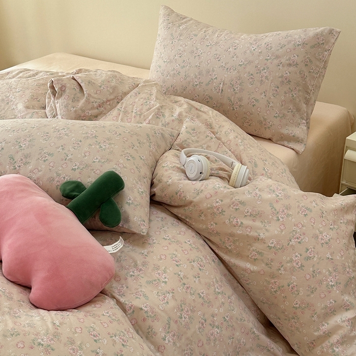 91家纺网 家纺一手货源 找家纺 洋铭区（原狠狠爱） 2024新款无边全棉双层纱四件套 浪漫花季