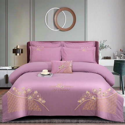 浩情国际婚庆供货中心 2026新款120支刺绣高端刺绣全棉磨毛四件套-美尼亚 美尼亚-魅惑紫