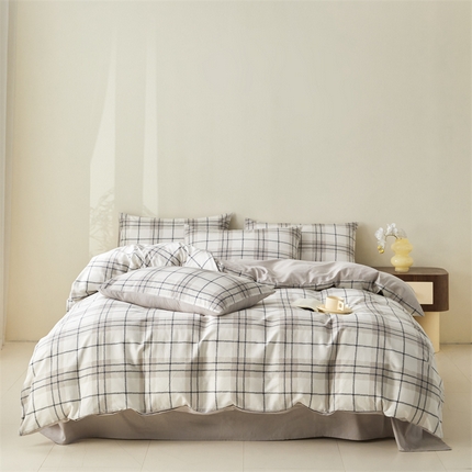 91家纺网 家纺一手货源 找家纺 （总）798家纺 2025新款全棉我爱格纹系列四件套