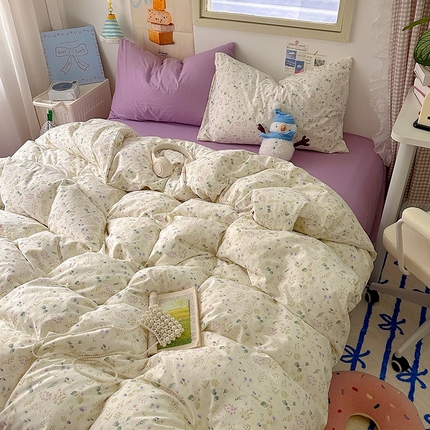 91家纺网 家纺一手货源 找家纺 阿曼达 2024新款ins博主风印花水洗m四件套 筱花