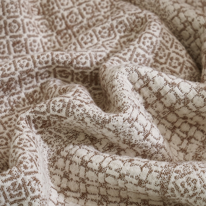 91家纺网 家纺一手货源 找家纺 子和 2024新款全棉缩绒毯（浅色） 光影马赛克大地棕