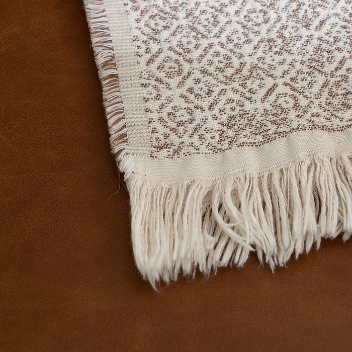 91家纺网 家纺一手货源 找家纺 子和 2024新款全棉缩绒毯（浅色） 光影马赛克大地棕