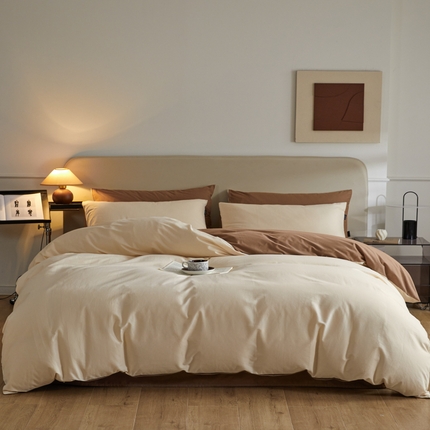 91家纺网 家纺一手货源 找家纺 （总）798家纺 2025新款全棉磨毛纯色双拼四件套