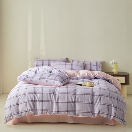 91家纺网 家纺一手货源 找家纺 （总）798家纺 2025新款全棉我爱格纹系列四件套