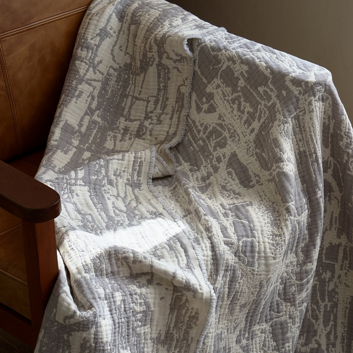 91家纺网 家纺一手货源 找家纺 子和 2024新款全棉缩绒毯（浅色） 北岛野银白灰