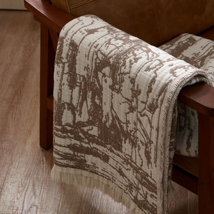 91家纺网 家纺一手货源 找家纺 子和 2024新款全棉缩绒毯（浅色） 北岛野大地棕