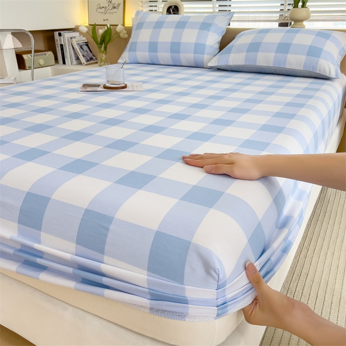 91家纺网 家纺一手货源 找家纺 798家纺 2025新款12868全棉格子纯色单床笠 爱尔兰