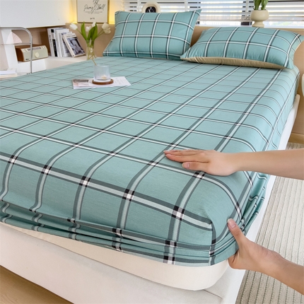 91家纺网 家纺一手货源 找家纺 （总）798家纺 2025新款12868全棉格子纯色单床笠