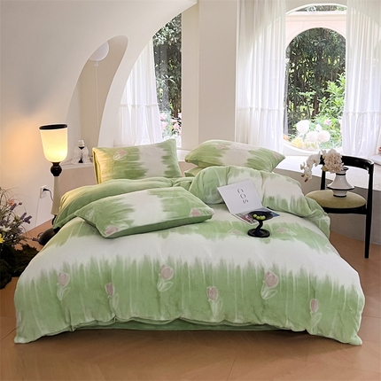 91家纺网 家纺一手货源 找家纺 （总）798家纺 2025新款兔毛彩色雕花绒四件套