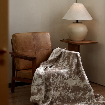 91家纺网 家纺一手货源 找家纺 子和 2024新款全棉缩绒毯（浅色） 花间微醺大地棕