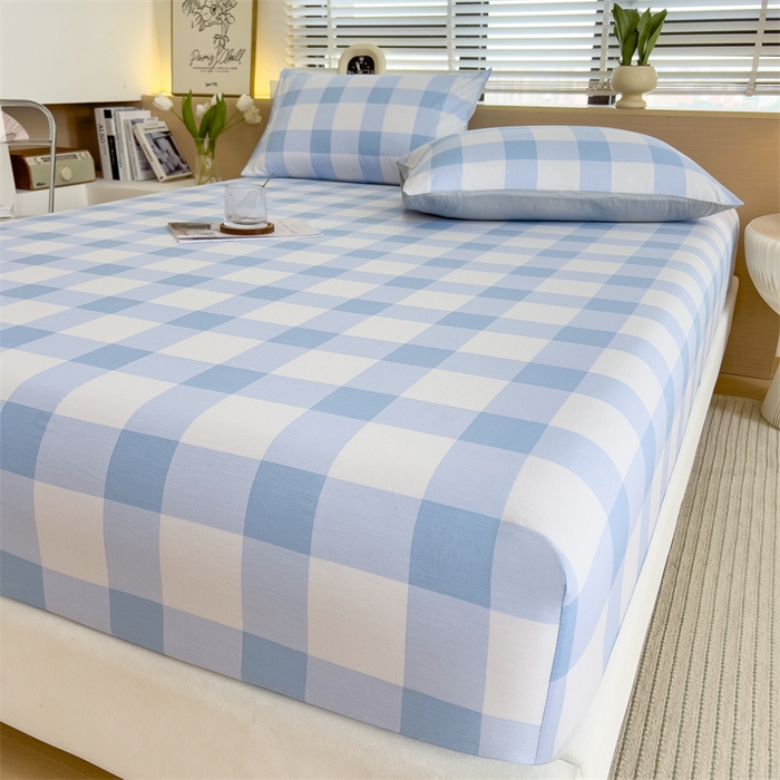 91家纺网 家纺一手货源 找家纺 798家纺 2025新款12868全棉格子纯色单床笠 爱尔兰