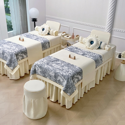 莉人坊美容床罩批发 2024新款彩棉麻美容床罩系列 清雅杏色