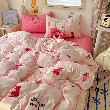 91家纺网 家纺一手货源 找家纺 阿曼达 2024新款ins博主风印花水洗m四件套 奇妙林