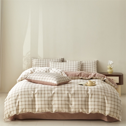 91家纺网 家纺一手货源 找家纺 （总）798家纺 2025新款全棉我爱格纹系列四件套