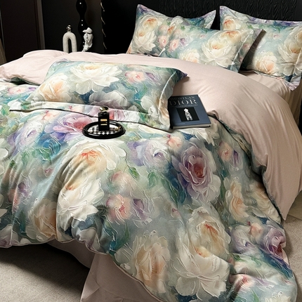 91家纺网 家纺一手货源 找家纺 （总）宅家居 2024新款花卉亲肤棉数码印花加厚陶瓷生态磨毛四件套