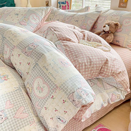 91家纺网 家纺一手货源 找家纺 （总）优选 2025直播爆款全棉12868印花四件套纯棉学生三件套床笠