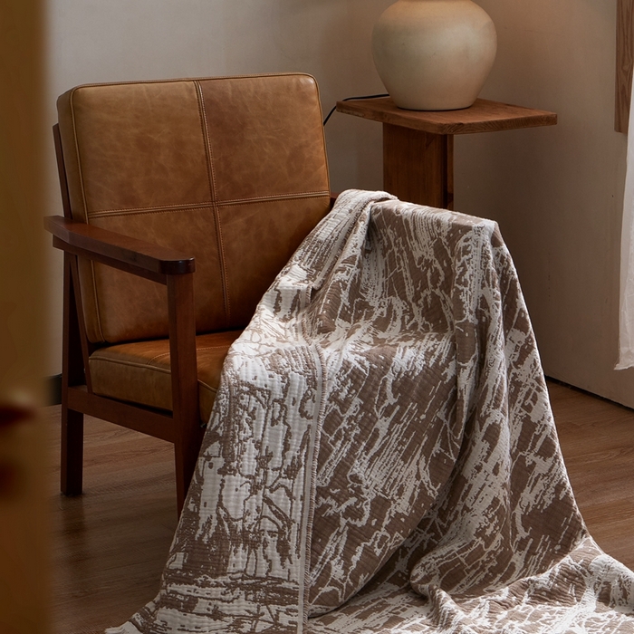 91家纺网 家纺一手货源 找家纺 子和 2024新款全棉缩绒毯（浅色） 北岛野大地棕