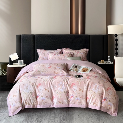 91家纺网 家纺一手货源 找家纺 （总）朵希曼 2025新款全棉大宽边拼角磨毛四件套