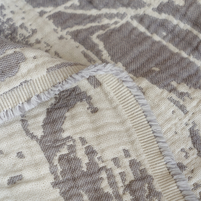 91家纺网 家纺一手货源 找家纺 子和 2024新款全棉缩绒毯（浅色） 北岛野银白灰