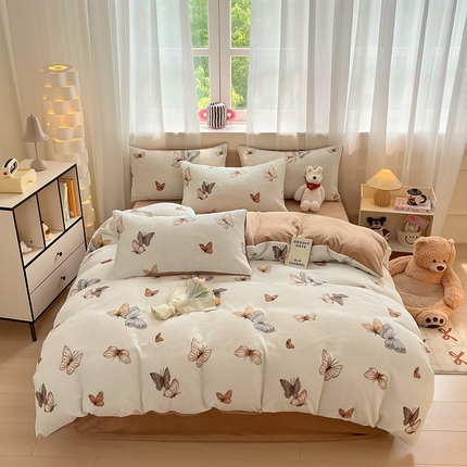 91家纺网 家纺一手货源 找家纺 （总）798家纺 2025新款牛奶绒印花四件套单品系列-四件套