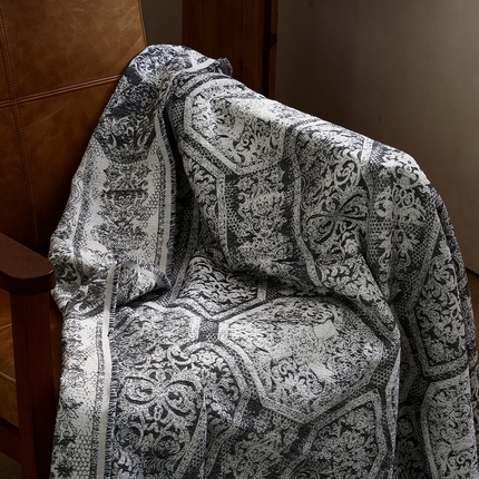 子和 2024新款全棉缩绒毯（浅色） 大马士革深碳灰