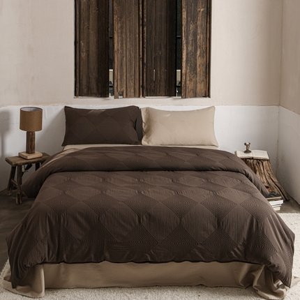 简家居 2024新款全棉系列四件套-空间 陶泥咖喱