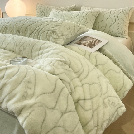 91家纺网 家纺一手货源 找家纺 （总）798家纺 2025新款兔毛提花双拼四件套-简爱系列