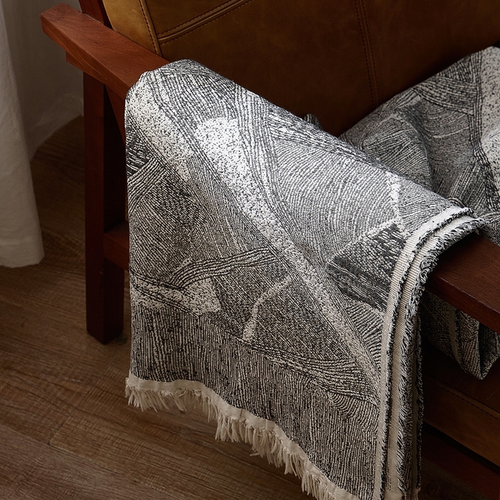 91家纺网 家纺一手货源 找家纺 子和 2024新款全棉缩绒毯（浅色） 北国雪松深碳灰